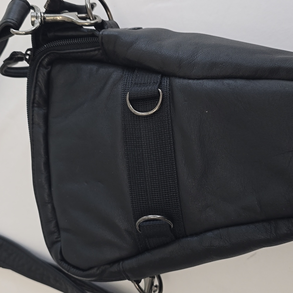 Vintage Black Leather Padded Camera Shoulder  Bag Korea Detachable Strap - Picture 5 of 15